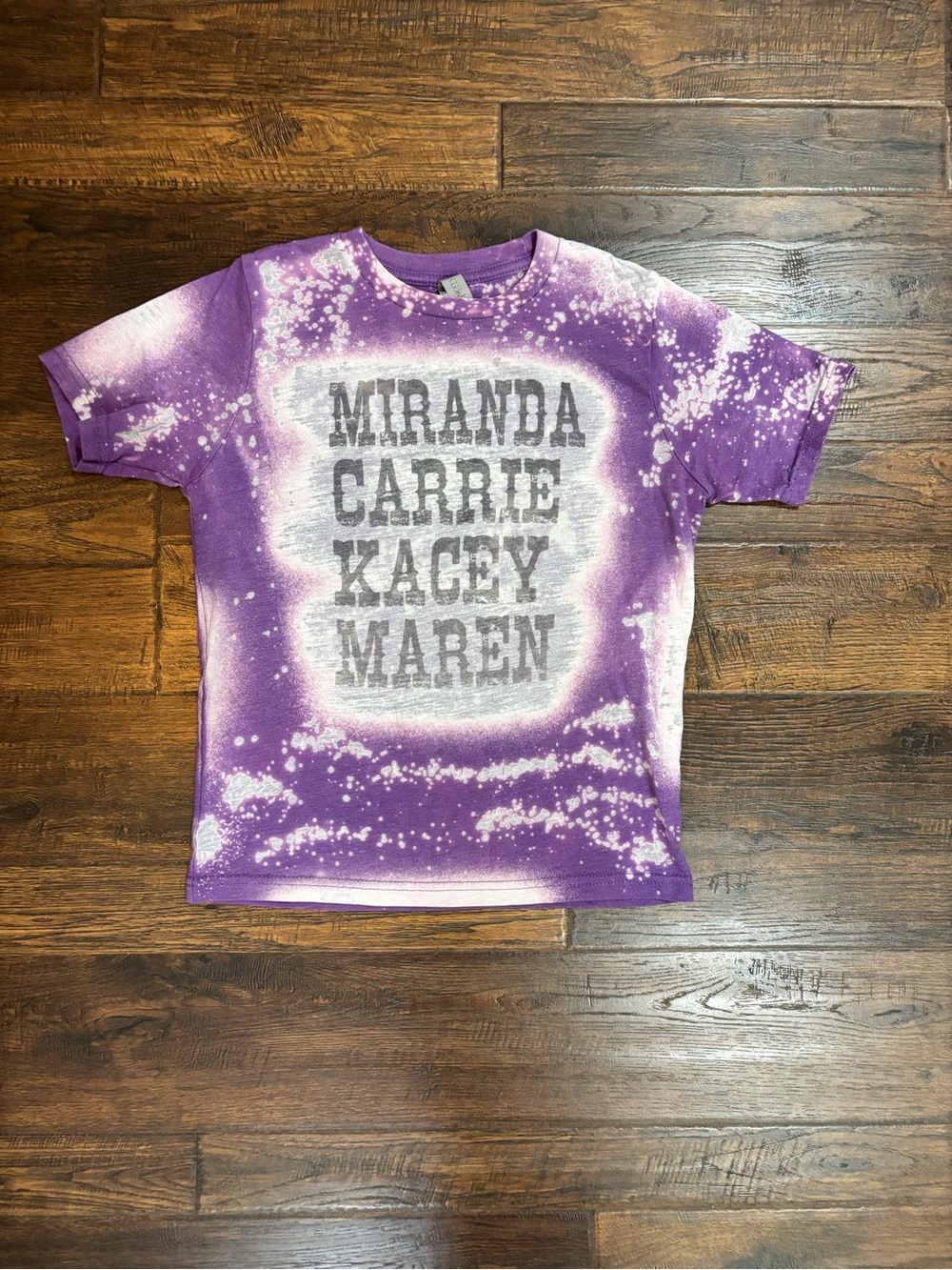 💜🤠 Splatter Bleach Purple Tee- Crew Neck - 6/7 Girls